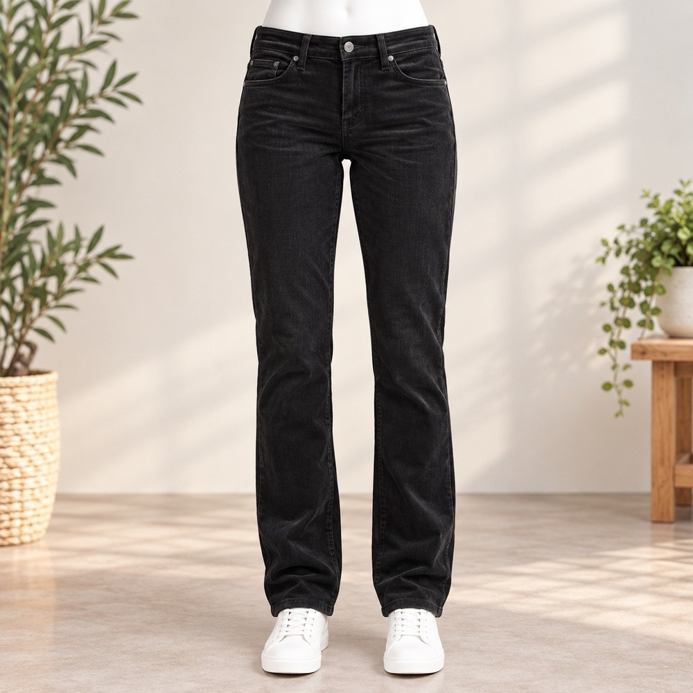 Jennifer Lopez Skinny Pants Womens 6 Black Velvet Corduroy Slim Fit Trouser